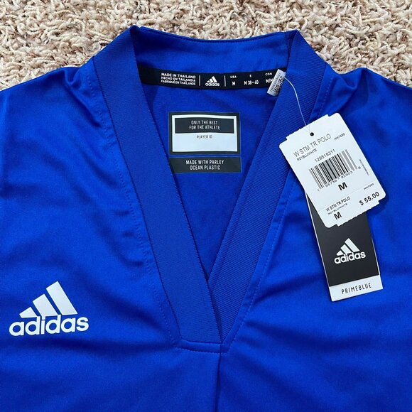 Adidas Women’s Tiro Aeroready V-Neck Jersey Shirt Blue, Size Medium (New) - Picture 2 of 9